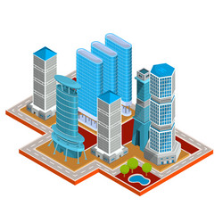 Isometric 3d modern urban quarter vector