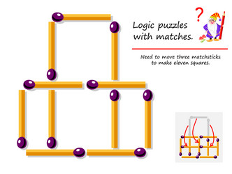 logical puzzle game with matches need to move vector image