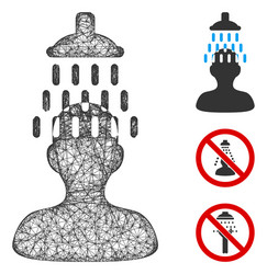 Man under shower polygonal web mesh vector