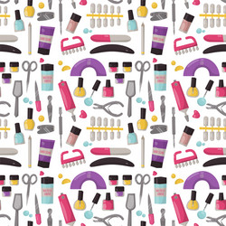 Manicure instruments seamless pattern background vector