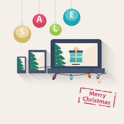 New year or christmas online sale concept vector