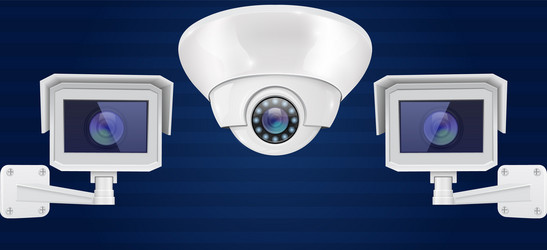 Security camera set wall and ceiling mount cctv Vector Image