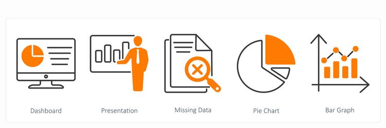 a set of 5 statistics icons as dashboard vector image