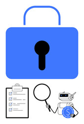 data security concept with lock checklist and ai vector image