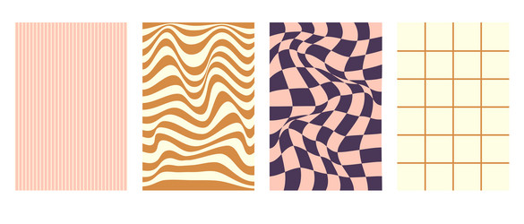 psychedelic checkerboard mesh and wavy prints vector image
