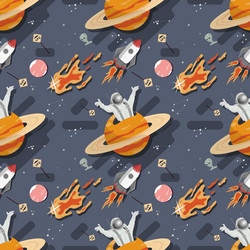 seamless pattern an astronaut in outer space vector image