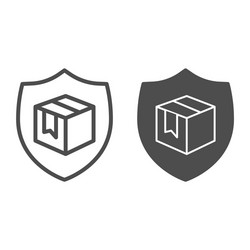 Box with security shield line and solid icon vector