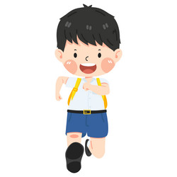 boy student running children flat vector