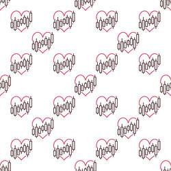 candlestick chart inside heart trading outline vector image