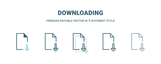 Downloading icon in 5 different style outline vector