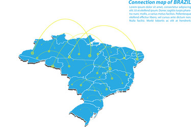 Modern of brazil map connections network design vector