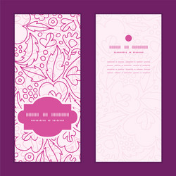 Pink flowers lineart vertical frame pattern vector