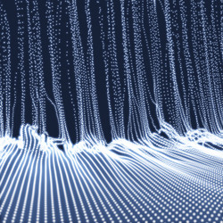 array with dynamic emitted particles 3d grid vector image