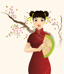 beautiful chinese girl vector