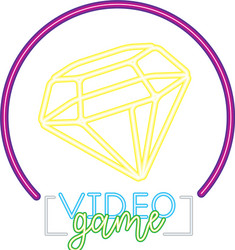 diamond button neon video game vector