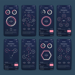 Different ui ux gui screens and flat web icons vector