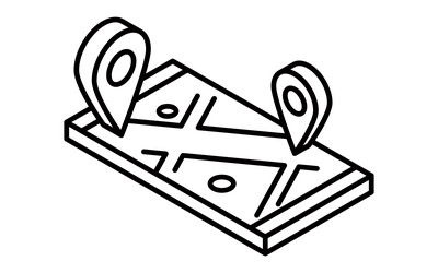 gps-enabled smartphone maps simple line drawings vector image