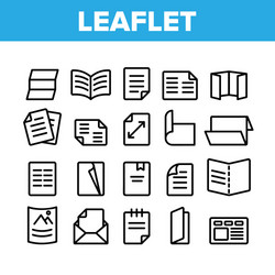 Leaflet paper collection elements icons set vector