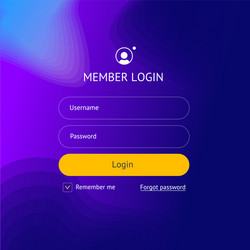 Member login empty template form interface vector