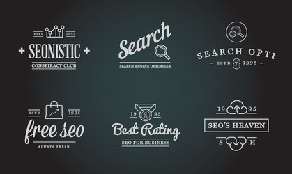 set of seo search engine optimisation elements vector image