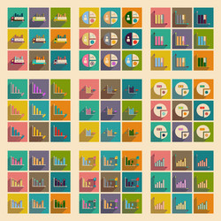 concept of flat icons with long shadow chart vector image