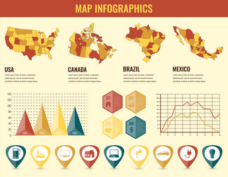 Infographics elements set with collection maps vector