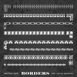 Monochrome Calligraphic Borders & Corners Vector Image