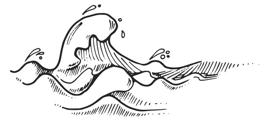 surfing wave sketch ocean water drawing storm Vector Image