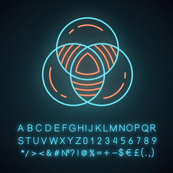 Venn diagram neon light icon primary vector