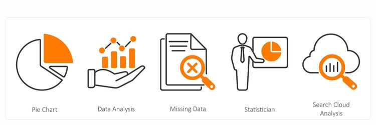 a set of 5 statistics icons as pie chart data vector image