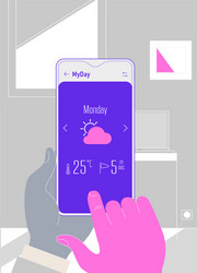 Augmented reality weather forecast mobile app vector