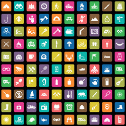 Camping 100 icons universal set for web and ui vector