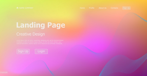 Gradient colorful web template landing page vector