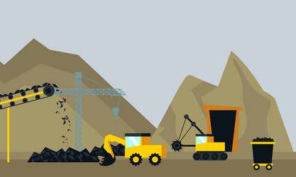 Mining industry flat composition with coal loading vector