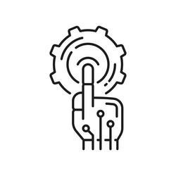 automation software robotic hand touching button vector image