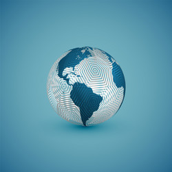 blue globe map with pattern sphere vector image