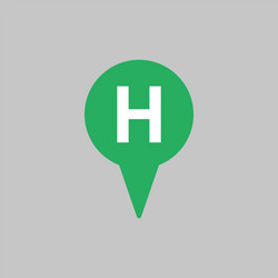 map pointer with hospital icon on grey background vector