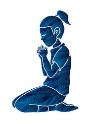 Boy and girl prayer christian praying praise god Vector Image