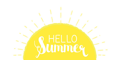 sun rays background with hello summer letters vector