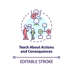 Teach about actions and consequences concept icon vector