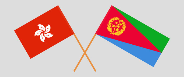 Crossed flags of hong kong and eritrea official vector