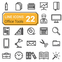 set of twenty two icons linear vector image