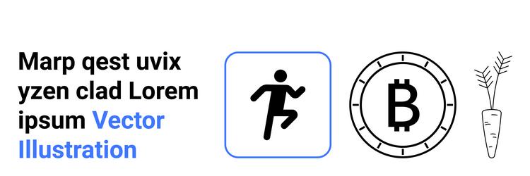 abstract design featuring running icon bitcoin vector image