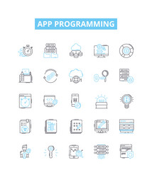 app programming line icons set vector image