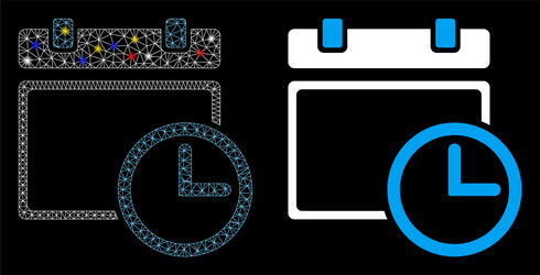 bright mesh 2d date and time icon with flare spots vector image
