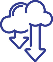 clouds with arrows down icon line style design vector