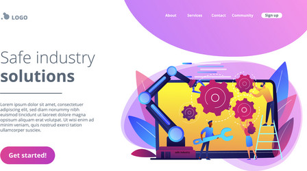 Collaborative robotics concept landing page vector