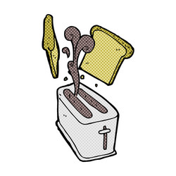 Comic cartoon toaster spitting out bread vector