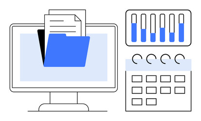 digital file management system with calendar vector image