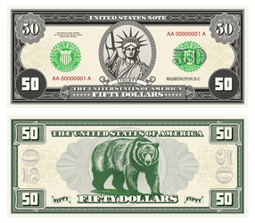 gray banknote obverse and green reverse 50 dollars vector